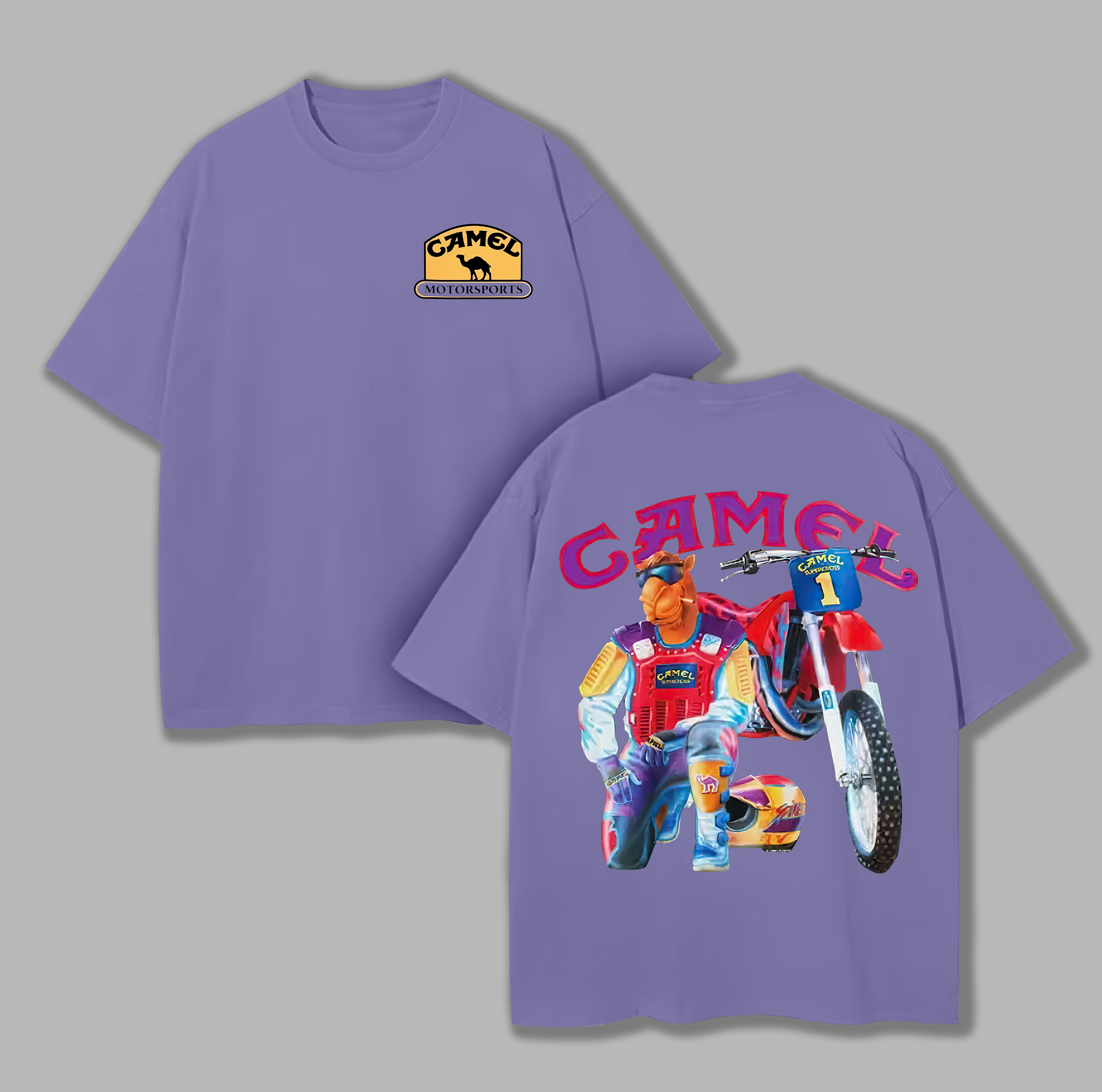 Camel Vintage Printed Unisex Oversized T-shirt Image - 10