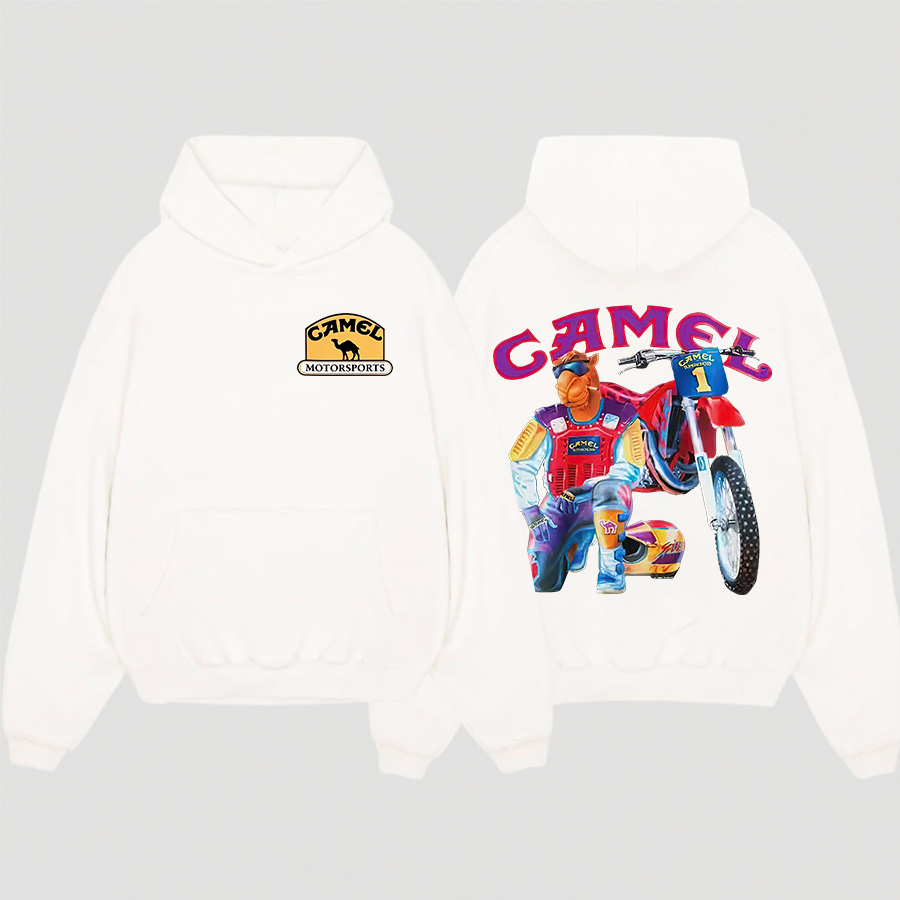 Camel Vintage Printed Oversized Unisex Hoodie Image - 2