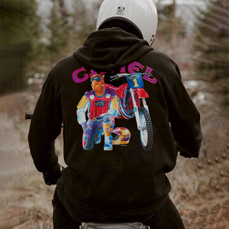 Camel Vintage Printed Oversized Unisex Hoodie Image - 3