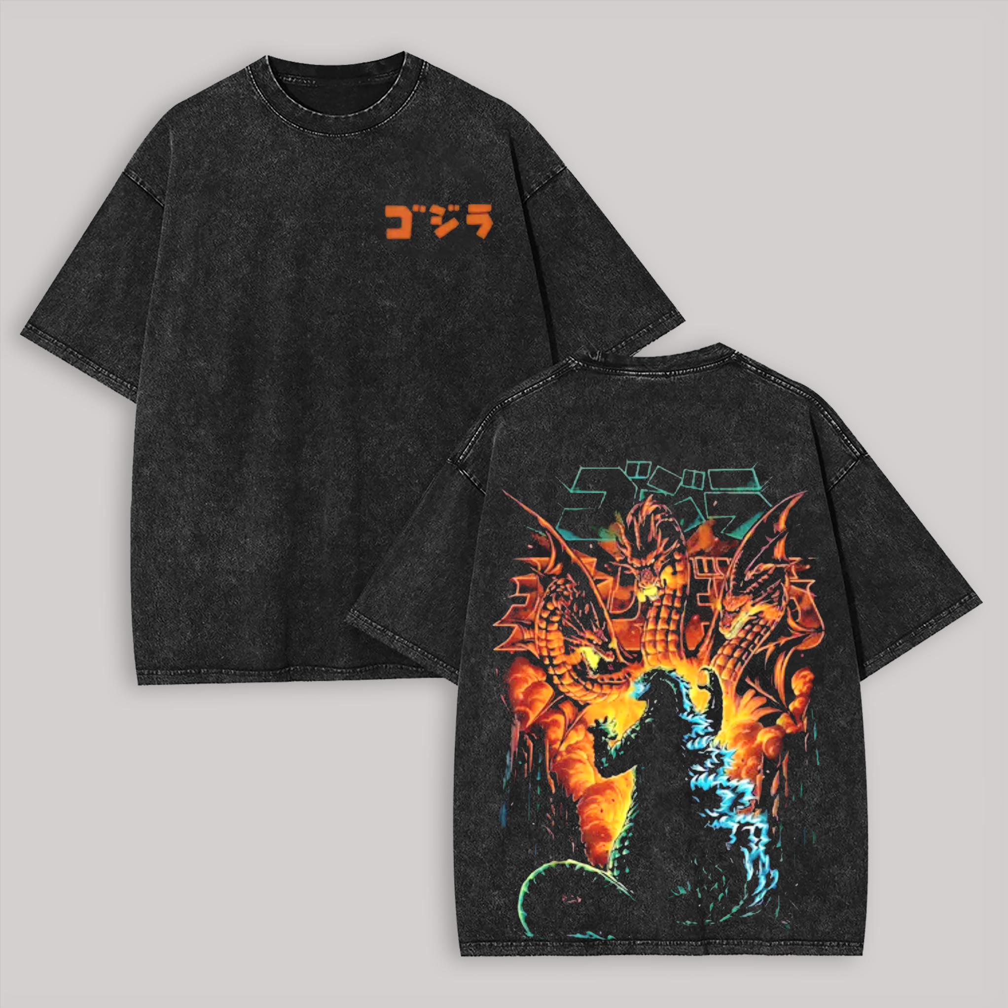 Godzilla Printed Unisex Washed T-Shirt