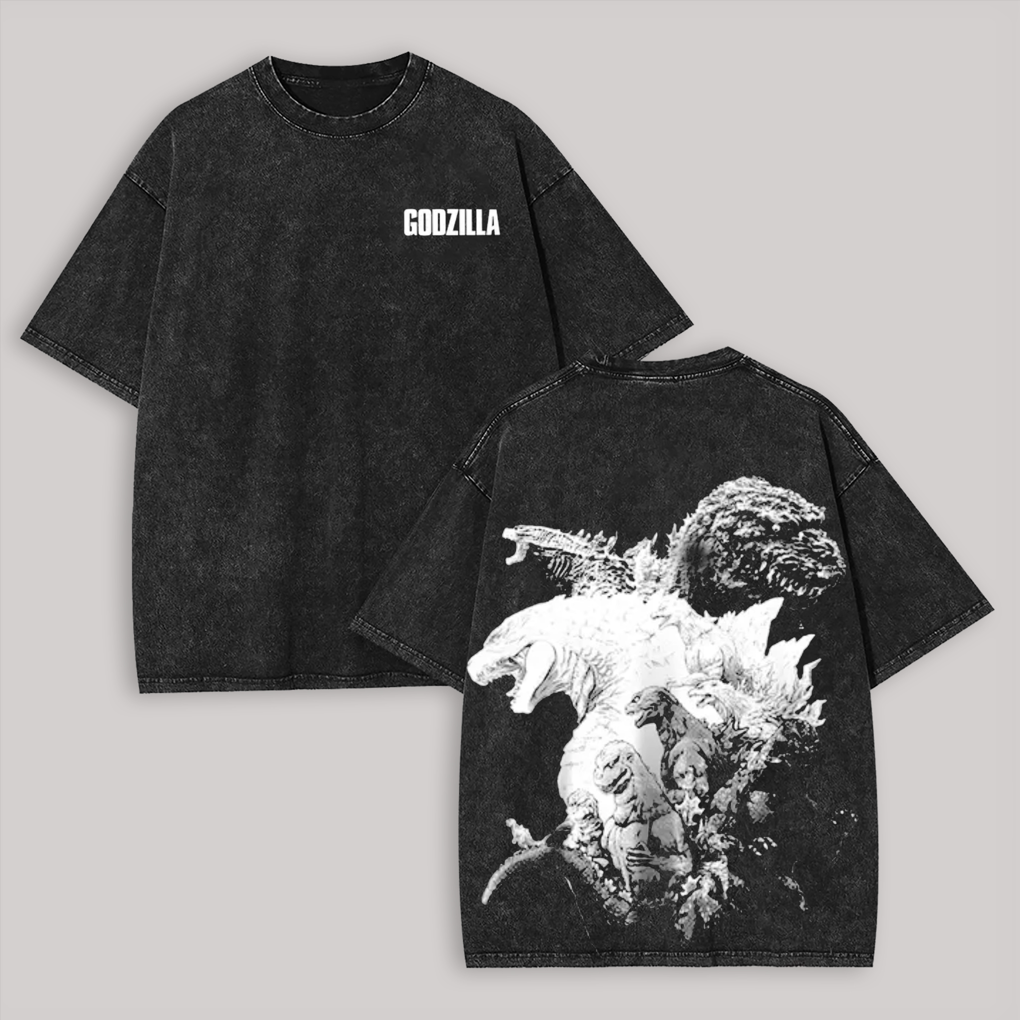 Godzilla Printed Unisex Washed T-Shirt