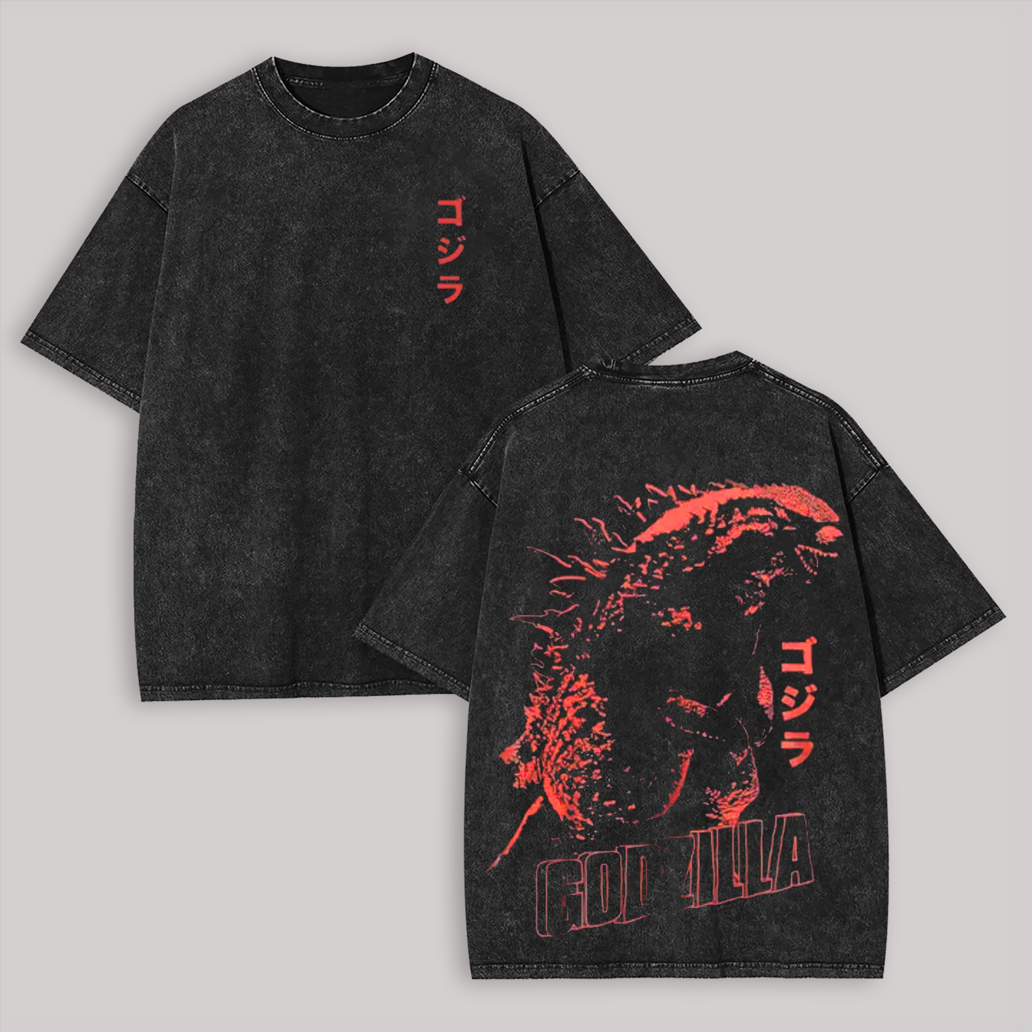 Godzilla Printed Unisex Washed T-Shirt