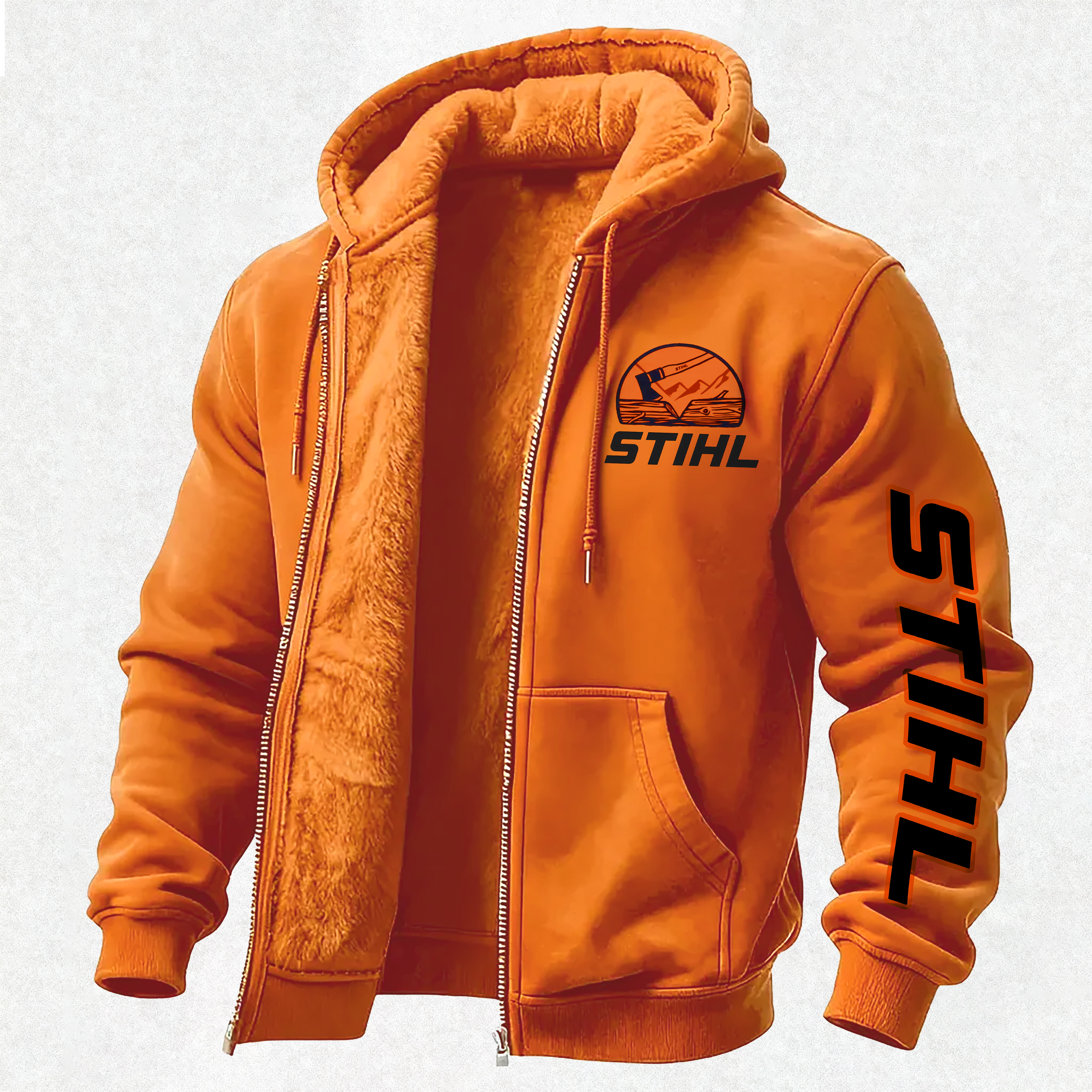 Stihl Printed Zippered Hooded Fleece Cardigan Image - 1