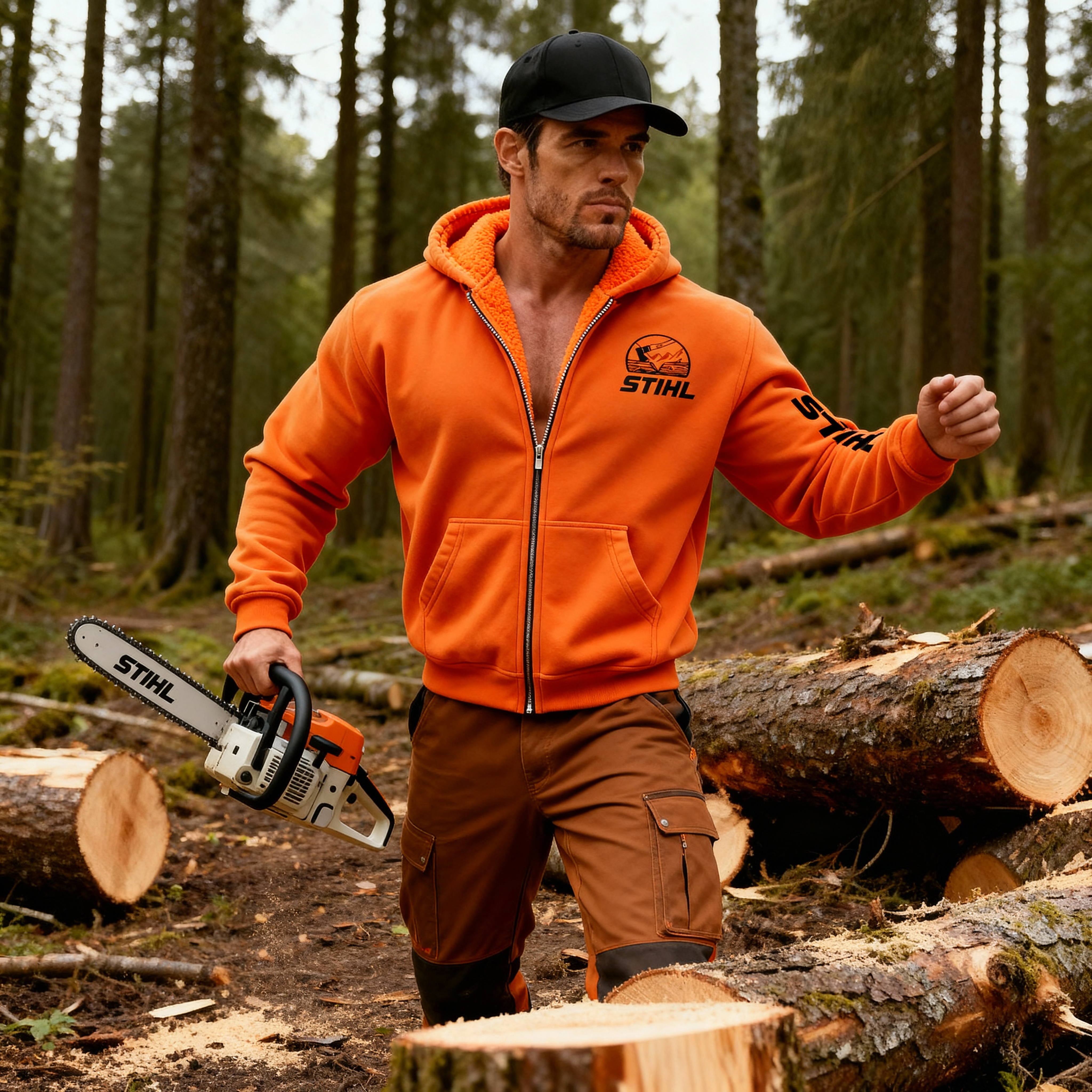 Stihl Printed Zippered Hooded Fleece Cardigan Image - 2