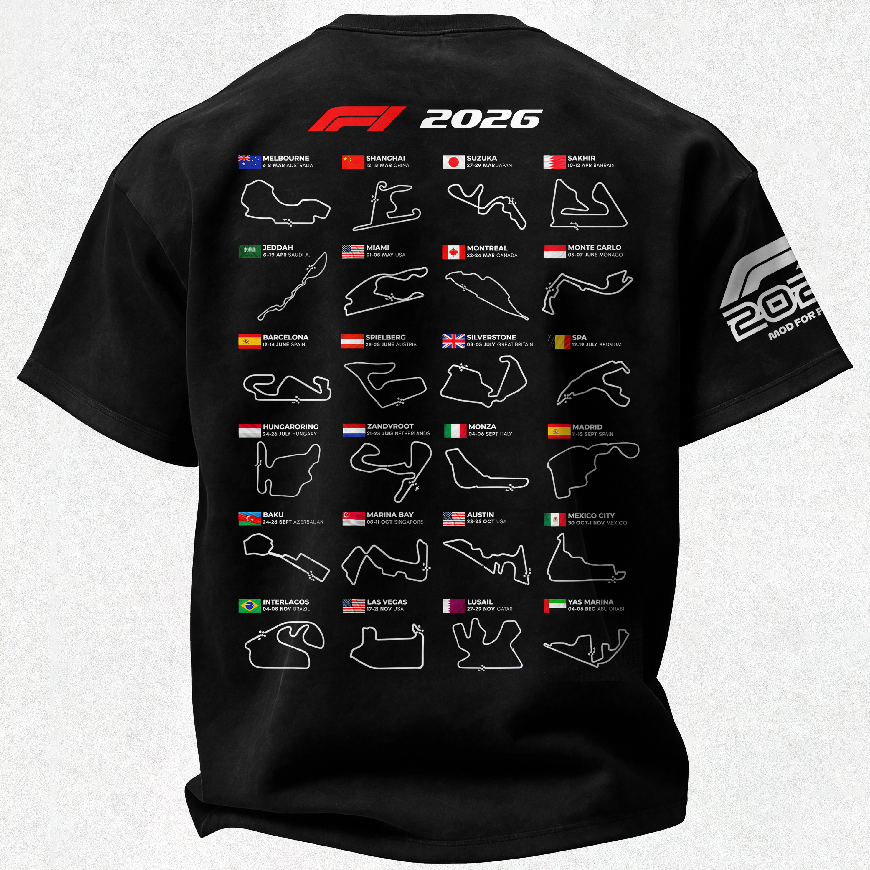 2026 F1 World Championship Printed Oversized Unisex T-shirt Image - 3